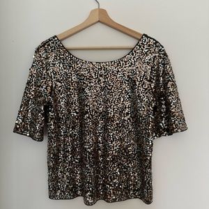 Express sequin top/blouse short sleeve Size S